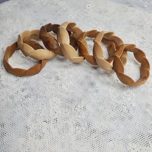 Vintage boho faux wood‎ bangles set of 7 twisted braided look